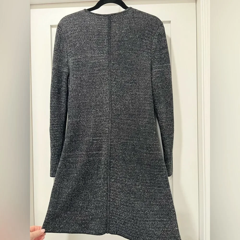 Talbots Petite Large Heathered Black White‎ Knit Full-Zip Cardigan Jacket